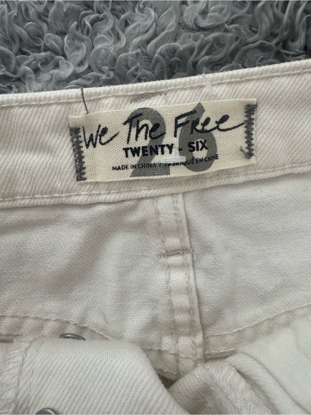 Free People Cream Distressed Denim Mini Skirt - Size 26 - Picture 4 of 7